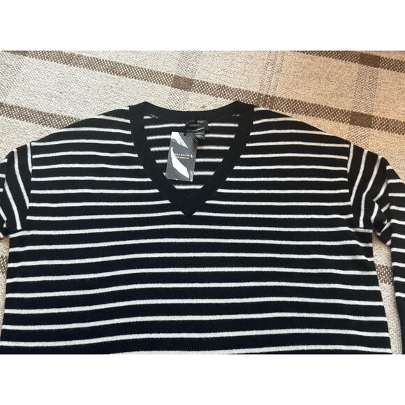 Nordstrom Halogen 100% Cashmere Sweater Women’s Medium Stripe Oversized Black - Picture 2 of 7
